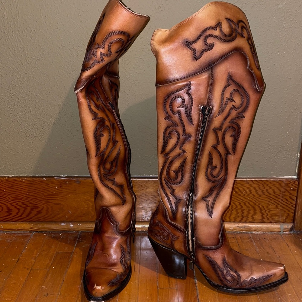 Thigh high cowgirl boots